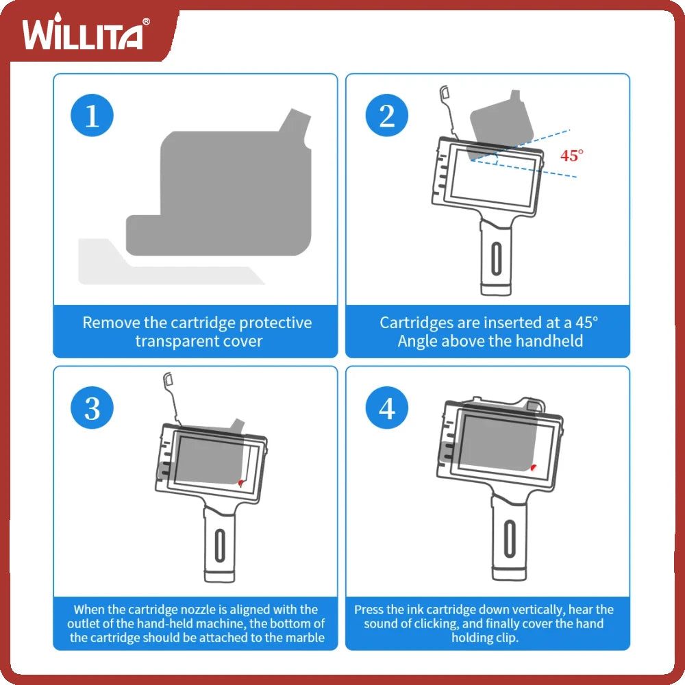 WILLITA S10 25.4mm Portable Handheld Inkjet Printer Print Gun Expire Date Serial Number Logo Coding Machine Business Printer