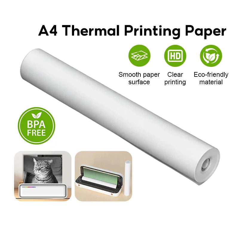 Portable A4 Thermal Printer Bluetooth Photos PDF Document Printing Machine Folded Rolls Paper For Office Work Home School Travel