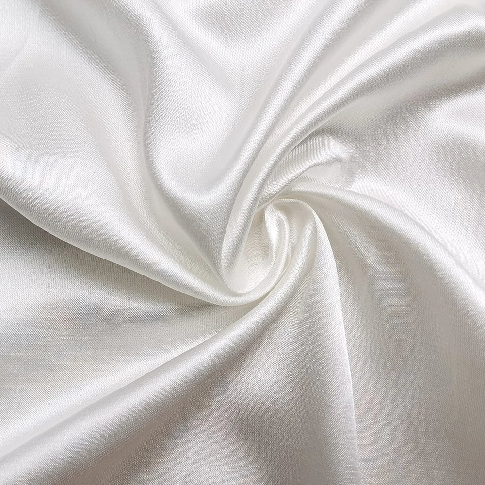 55'' Wide 16.5 Momme Ivory White Charmeuse Silk Cotton Satin Fabric for Bridal Gowns And Evening Wear