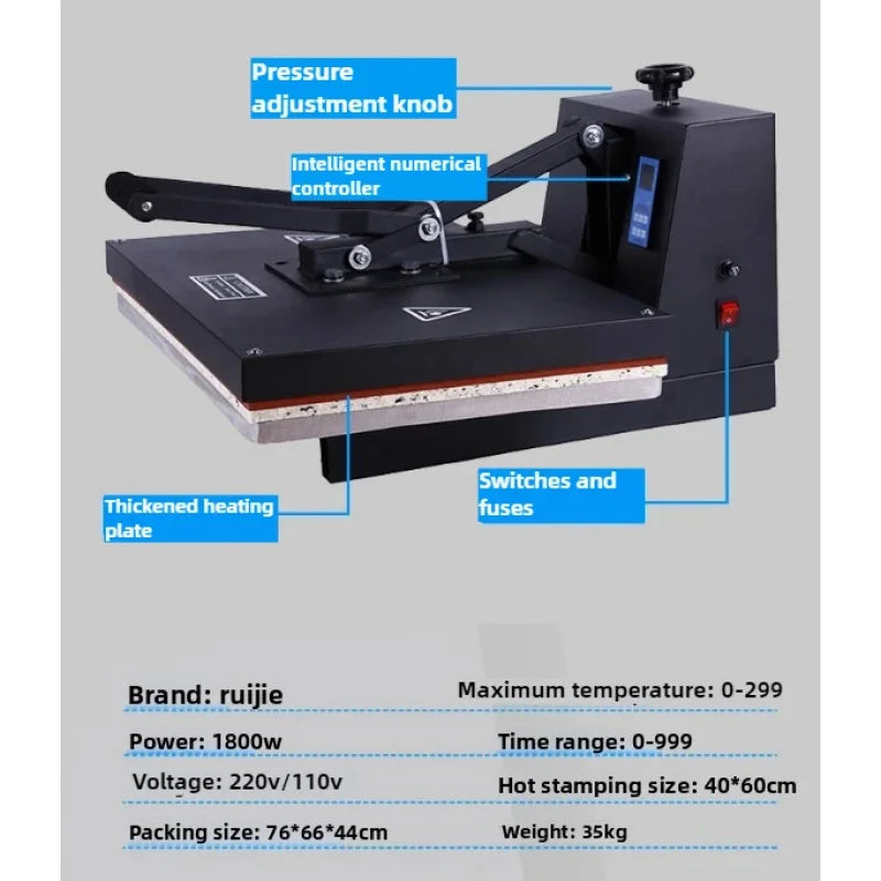 Embossing Transfer Flat Heat Press 38*38 40*60 Sublimation Shirt Printing hine