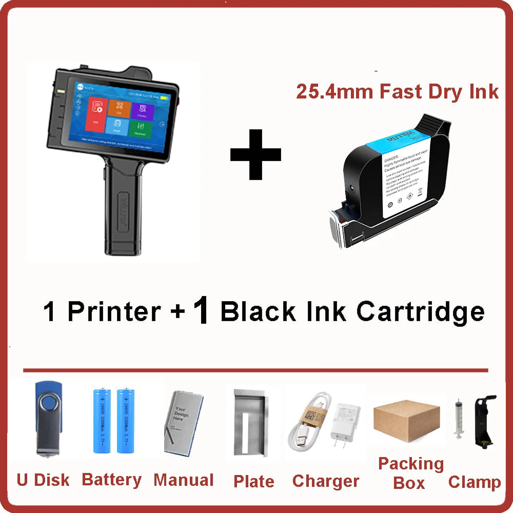 WILLITA S10 25.4mm Portable Handheld Inkjet Printer Print Gun Expire Date Serial Number Logo Coding Machine Business Printer