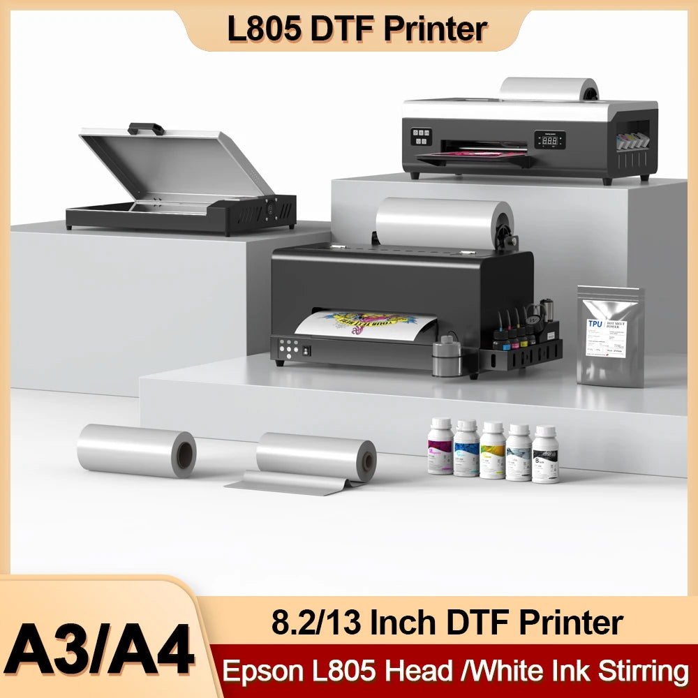A4 A3 DTF Printer for Epson L805 Printhead Direct to Film Transfer DTF Printing Machine for All Dark & Light T-Shirts Fabrics