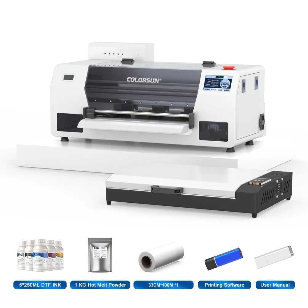 Colorsun A3 DTF Printer With Powder Shaker I3200HD Impresora A3 DTF Printing Machine A3 DTF Printers For T-shirt Hoodies Cloth