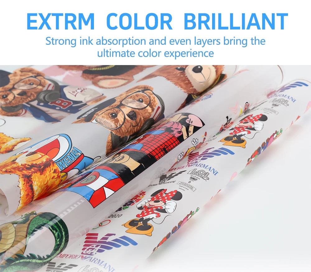 33cm DTF PET Film Roll Direct Transfer to T-shirt Heat Transfer DTF Printer A3 A2  cold hot warm peel