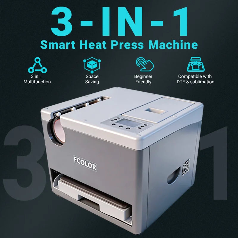 Multi Function 3 in 1 Heat Press Machine for Small Business T Shirt Mug Cap Heat Transfer DTF Sublimation