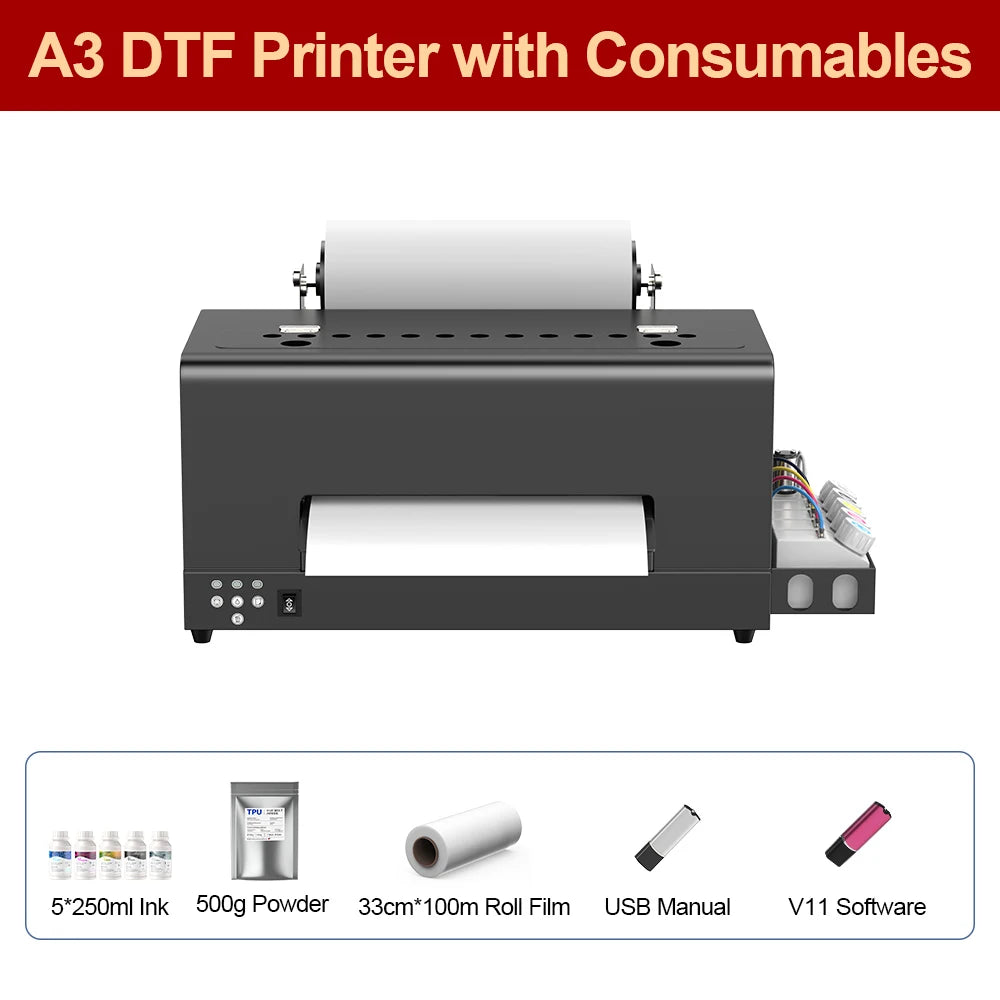 A4 A3 DTF Printer for Epson L805 Printhead Direct to Film Transfer DTF Printing Machine for All Dark & Light T-Shirts Fabrics