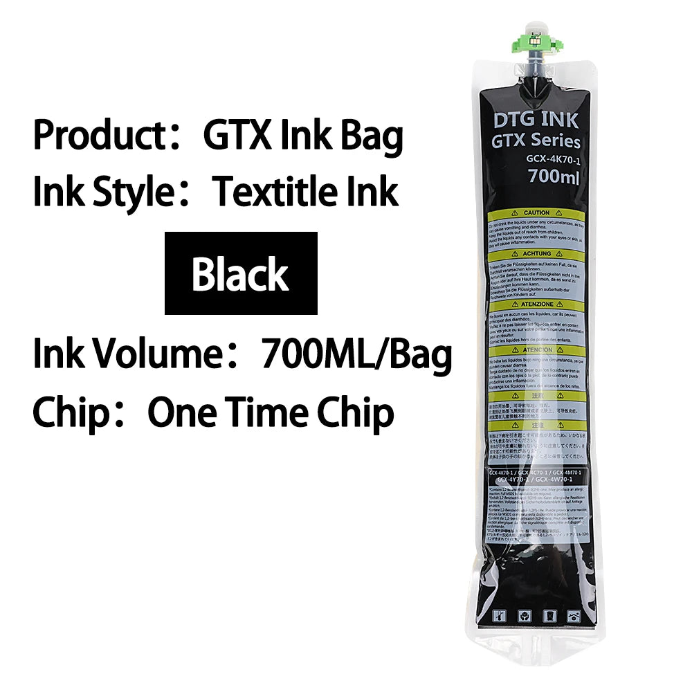 Winnerjet 700ML/Bag DTG Textile Ink Bag With Chip For Brother GTX-422 GTX-423 GTX-425  GTX  GTX PRO printer
