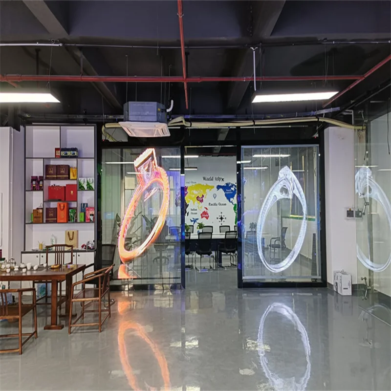 Indoor/Outdoor Custom Holographic Invisible Transparent Screen Mounted on Glass Player 3d Video Led Display Film Screen for Stor
