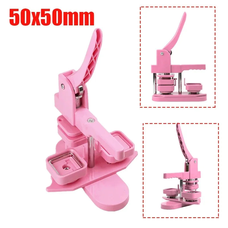 50x50mm Square Refrigerator Badge Press Machine Rotating Manual Making Fridge Magnet Badge Pins for Business Gifts Home Office