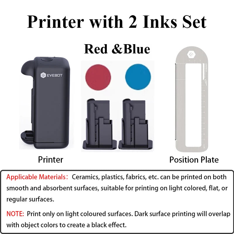 EVEBOT PRINTIND Handheld Inkjet Printer for Any Surface 1.02 Inch Nozzle Upgraded Portable Bluetooth Wireless Smart Printer
