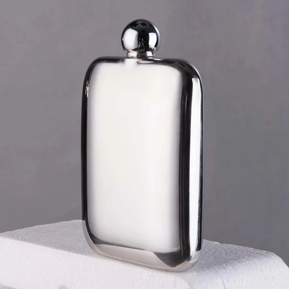 Thickened 304 Stainless Steel Shaped Wine Bottle Square 6-Ounce Portable Wine Bottle Spherical Cap