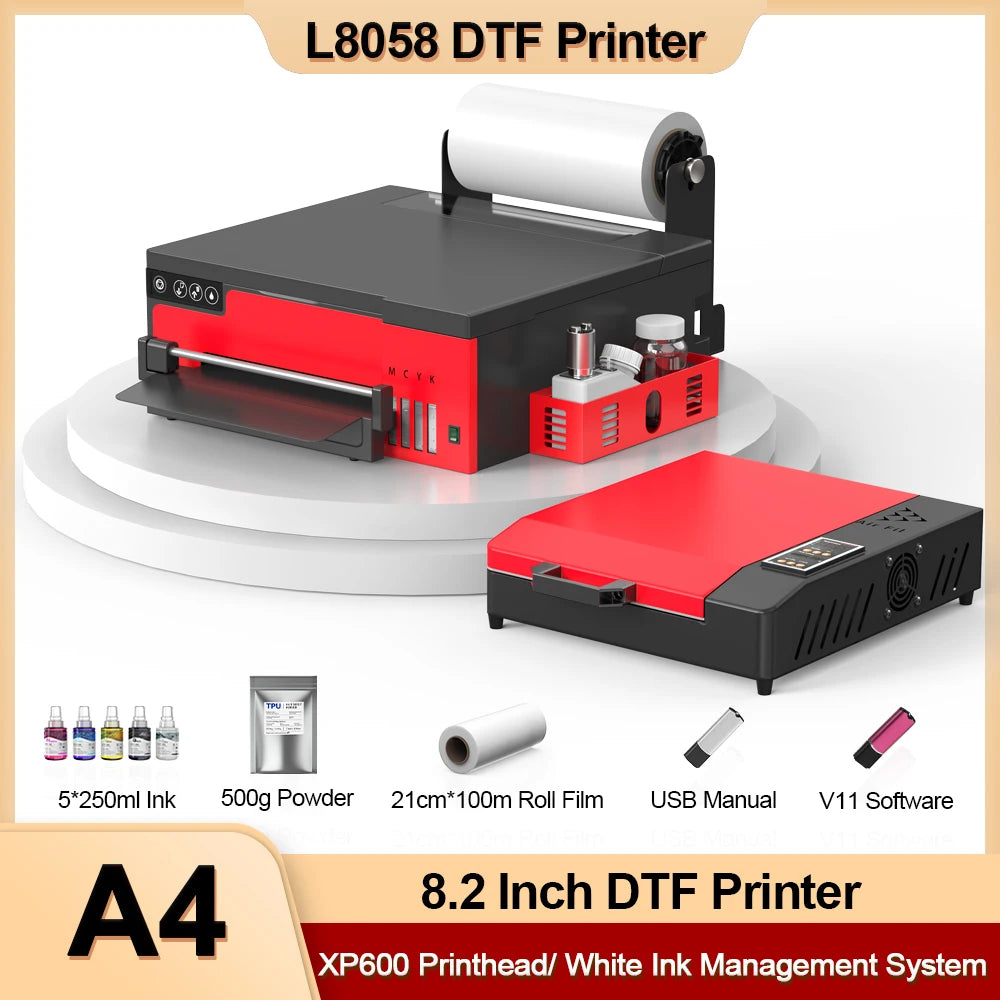 A4 DTF Printer XP600 Printhead 21cm Direct to Film Transfer DTF Machine for Dark Light T-shirt Textile Garment Clothes PET Film