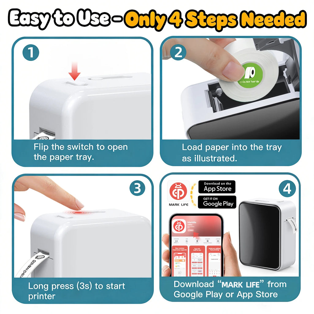 Marklife Mini Bluetooth Thermal Label Printer D110 B21 P15 Without Ink Self-Adhesive Stickers Printer For Office Kitchen School