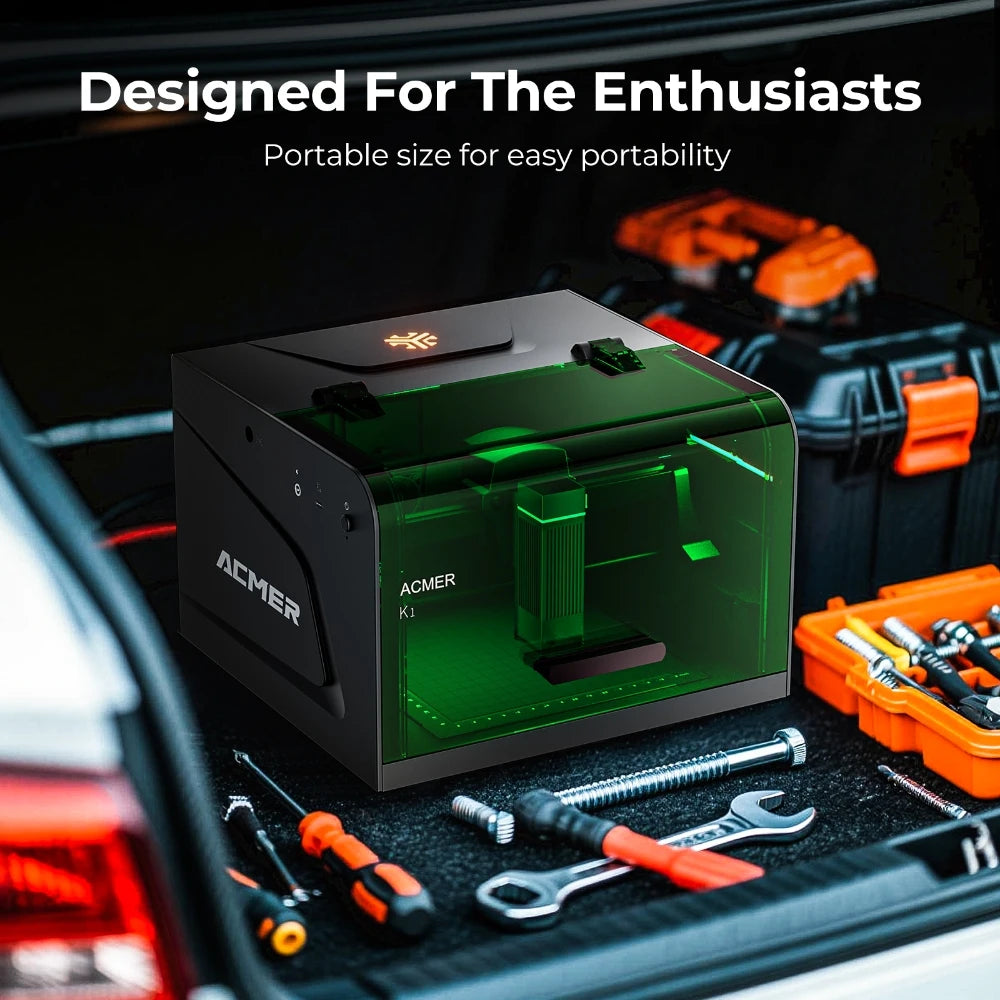 ACMER K1 Portable Mini Laser Engraver CNC Bluetooth Machine DIY Logo Marking Machine Painted Dog Tag Paper Leather Wood Acrylic