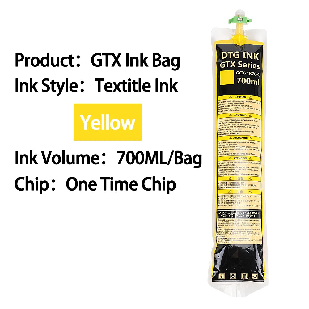 Winnerjet 700ML/Bag DTG Textile Ink Bag With Chip For Brother GTX-422 GTX-423 GTX-425  GTX  GTX PRO printer