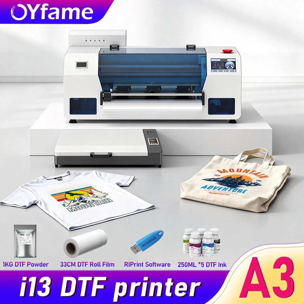 OYfame A3 DTF Printer impresora dtf A3 with dtf oven For Epson I3200 DTF Printer Directly To Film t shirt printing Machine A3