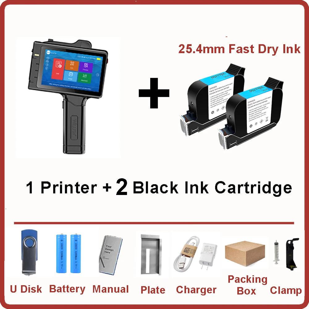 WILLITA S10 25.4mm Portable Handheld Inkjet Printer Print Gun Expire Date Serial Number Logo Coding Machine Business Printer