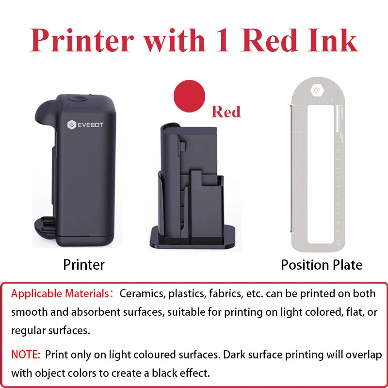 EVEBOT PRINTIND Handheld Inkjet Printer for Any Surface 1.02 Inch Nozzle Upgraded Portable Bluetooth Wireless Smart Printer