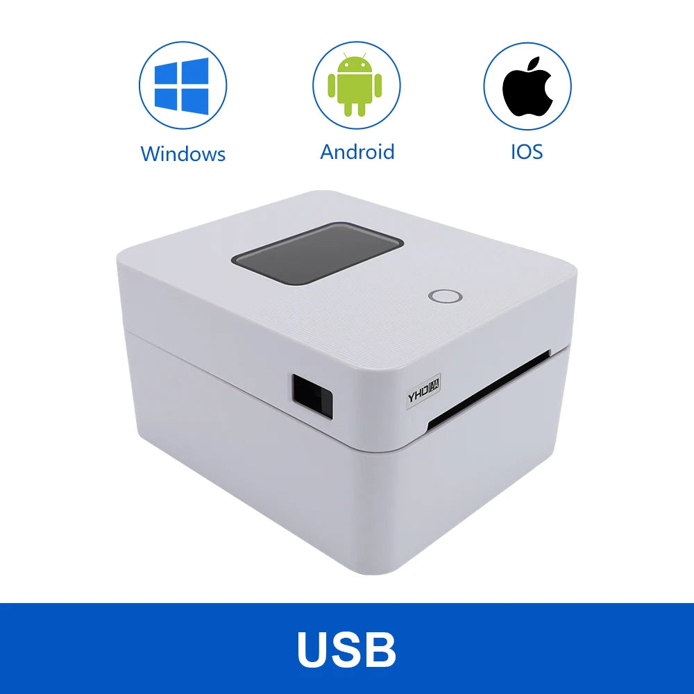 YHDAA 4 Inch Thermal Shipping Label Printer, Support Receipt Printing Waybill Printer 4x6, USB/WIFI/BT Connection Optional