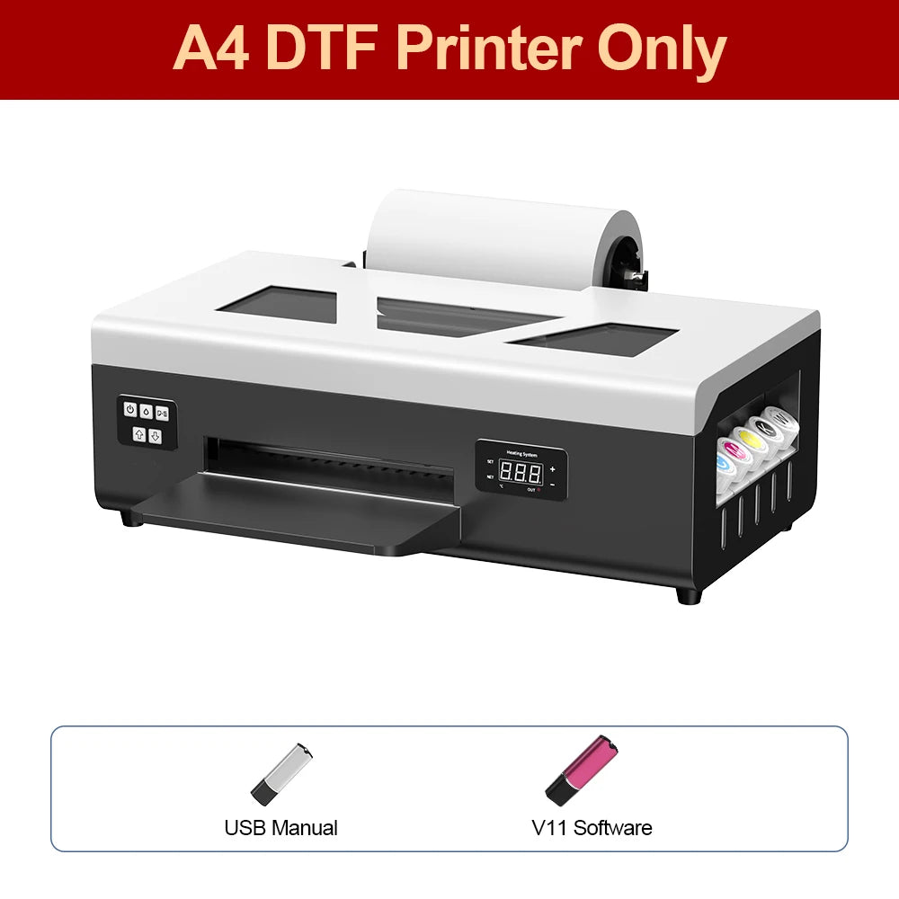 A4 DTF Printer L805 Printhead 21cm 8.2" Roll to Roll Direct to Film Transfer DTF Printing Machine for T-shirt Textile Clothes