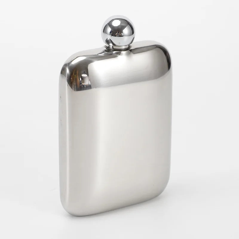 Thickened 304 Stainless Steel Shaped Wine Bottle Square 6-Ounce Portable Wine Bottle Spherical Cap