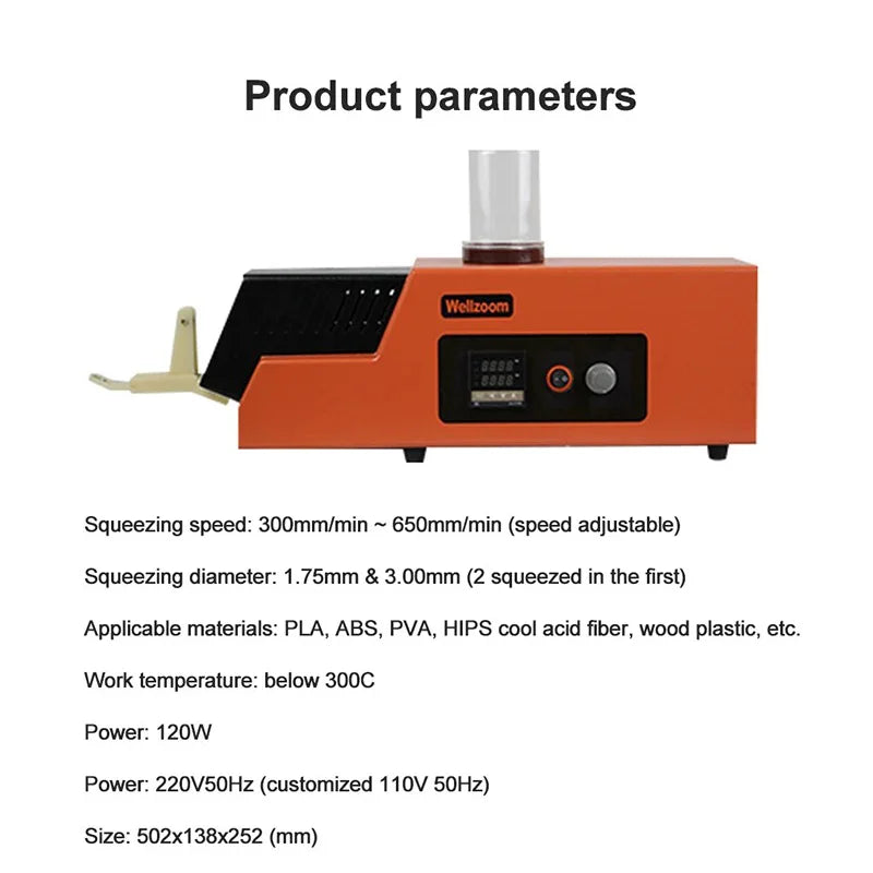 3D Printing Consumables Extruder 3D Filament Maker Desktop Filament Extruder 1.75mm 3mm Speed Adjustable Extrusion Machine