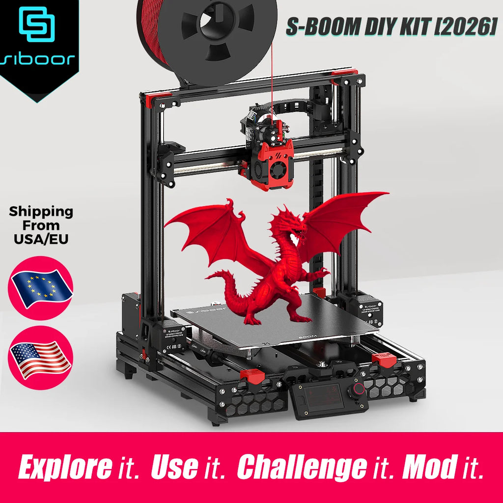 SIBOOR BOOM Kit CoreXZ DIY 3D Printer Full-metal Frame 400mm/s High-speed Printing 3D Printer Assembly Kits 220 x 220 x 220 mm