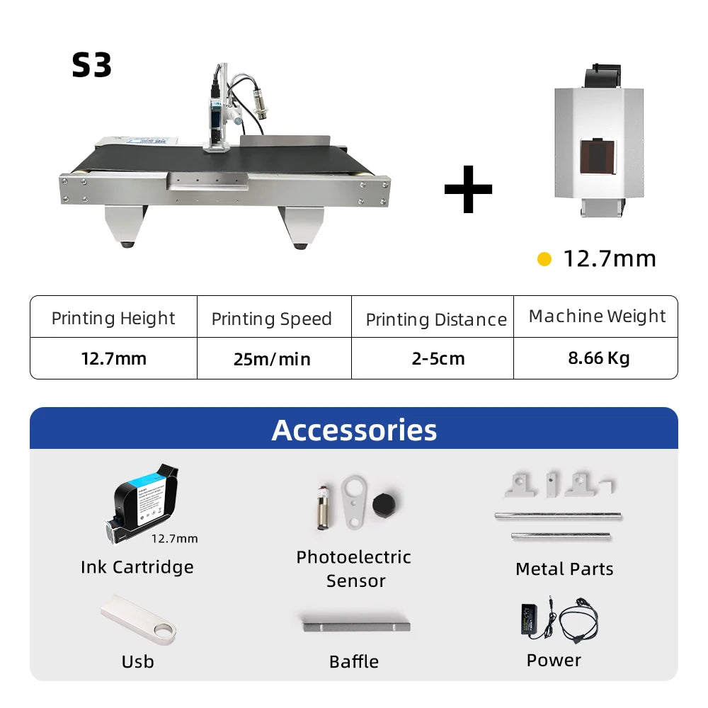 Willita Online TIJ Inkjet Printers with Conveyor Belt All in One For Barcode Expiry Date QR Code Logo Continuous Coding Machine