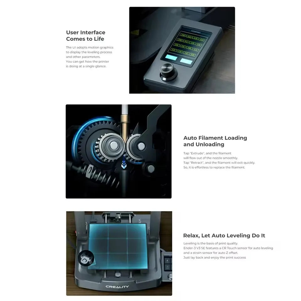 Creality Ender 3 V3 SE/KE 3D Printer Sprite Direct Extrusion 250mm/S Faster Printing Speed Dual Z-Axis CR Touch Control Screen