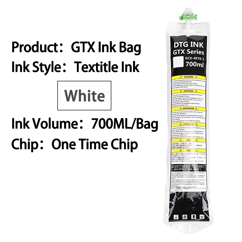 Winnerjet 700ML/Bag DTG Textile Ink Bag With Chip For Brother GTX-422 GTX-423 GTX-425  GTX  GTX PRO printer
