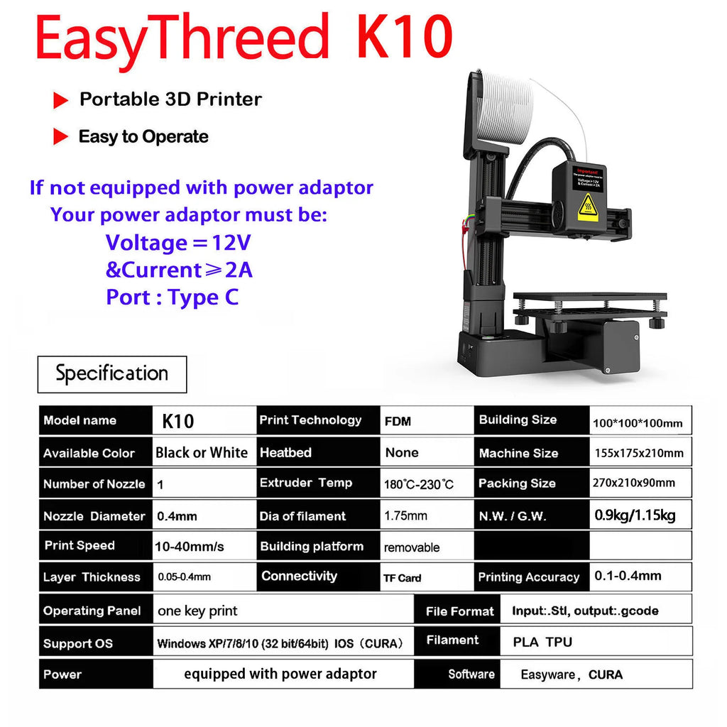 Easythreed K10 Mini 3D Printer Easy To Use One-click Print Mainboard With Magnetic Platform Desktop Mini Printer For Beginner