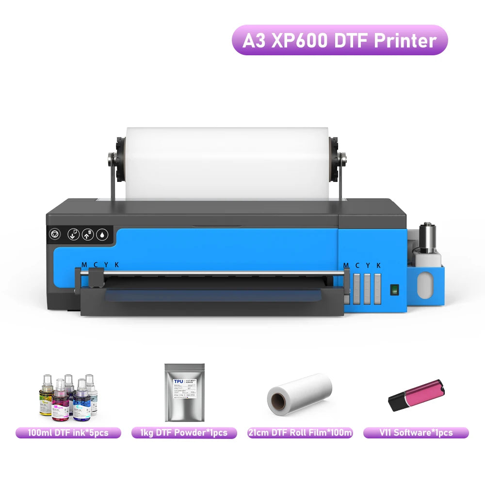 A3 DTF Printer For Epson XP600 Impresora dtf a4 with Roll Feeder Direct to Film Transfer Printer Clothes tshirt Printing Machine