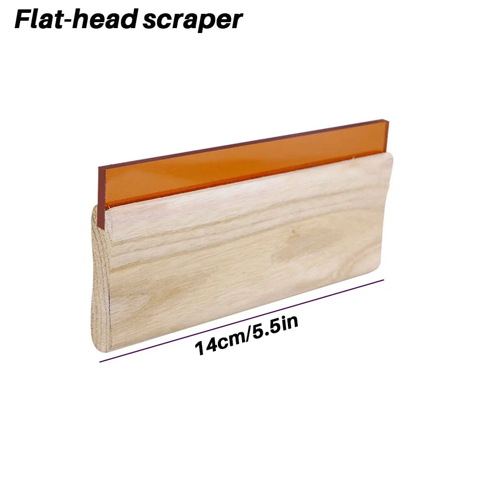 Screen Printing Squeegee with Wooden Anti-Slip Handle, High-Elastic Silicone Blade, Water-oil dual use, Anti-stick, Easy clean